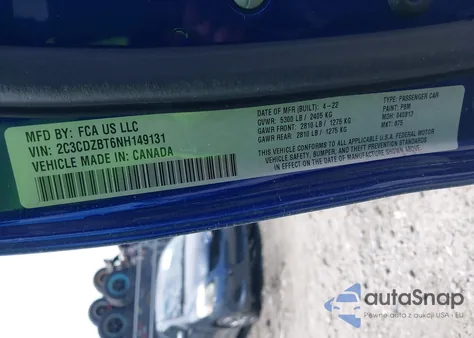 2022 Dodge Challenger R/T from USA, damaged, VIN 2C3CDZBT6NH149131